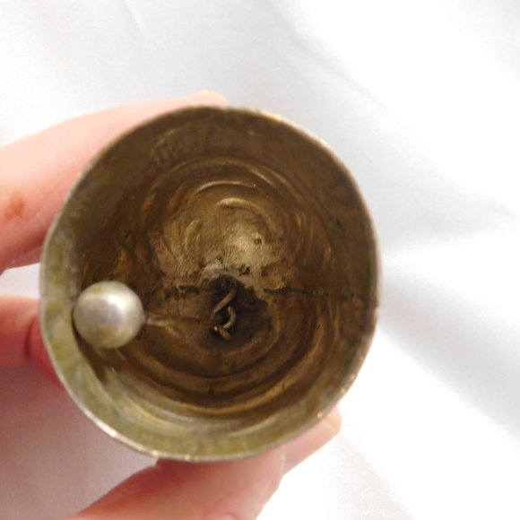 Vintage Brass Bells Victorian Lady and Long Handled Bell Lot of 2 Bells - Picture 4 of 9